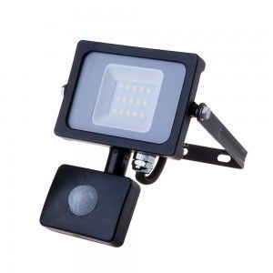 LED reflektor s zakretnim senzorom, 10W, 6400K, IP65, crni